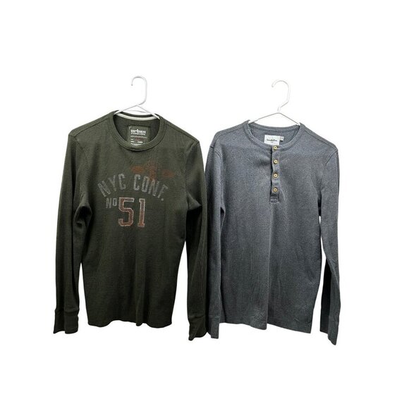 Bundle Of 2 Thermal Henley Waffle Knit Long Sleeves By Goodfellow & Co & Urban S - Picture 1 of 5